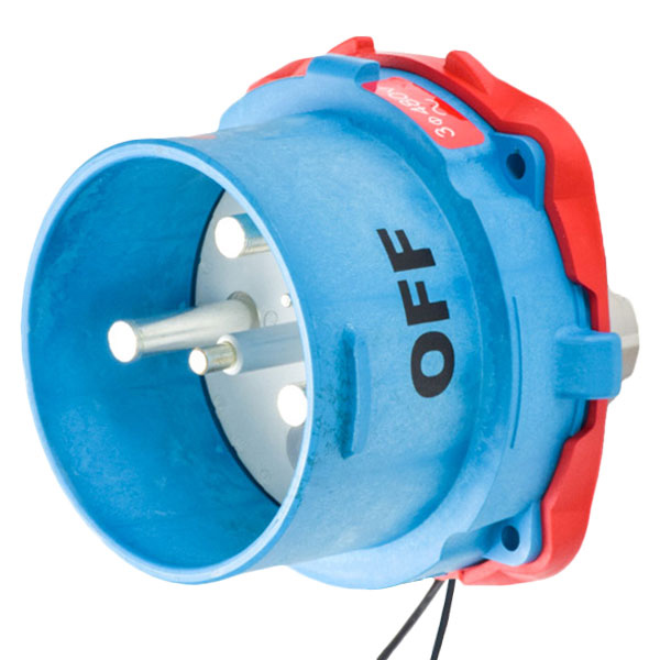 63-98043-262-A155 - DSN150 INLET POLY BLUE SIZE 5 TYPE 4X IP 69 3P+G 150A 480 VAC 60 Hz +2 AUX WITH NO LOCKOUT HOLE